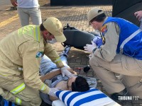 Motociclista é socorrido pelo Siate após colisão na marginal da BR-277