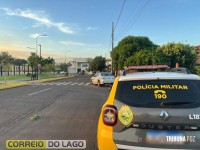 Acidente de trânsito envolvendo carro e caminhão sem vítimas é registrado no centro de Santa Helena