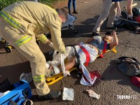 Motociclista é socorrido pelo Siate após colisão na Av. Perimetral Leste