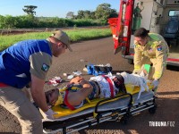 Motociclista é socorrido pelo Siate após colisão na Av. Perimetral Leste