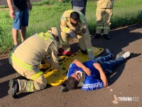 Motociclista é socorrido pelo Siate após colisão na BR-277