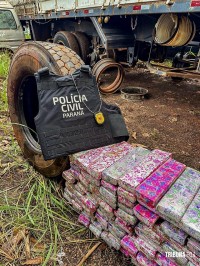 GDE da Policia Civil prende duas pessoas e apreende carreta com 215 Kg de drogas ocultas nos pneus