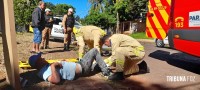 Motociclista é socorrido pelo Siate após colisão na Vila Yolanda