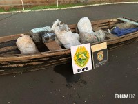 Policia Federal e Policia Militar apreendem embarcação com fardos de maconha no Rio Paraná