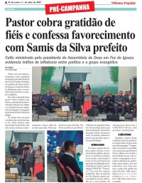 Pastor cobra gratidão de fiéis e confessa favorecimento com Samis da Silva prefeito