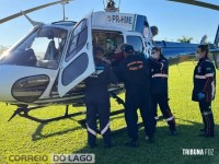 Idosa de Santa Helena é transferida de helicóptero para hospital após sofrer infarto