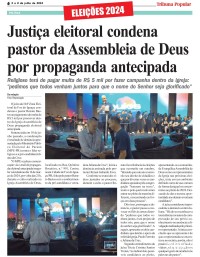 Justiça eleitoral condena pastor da Assembleia de Deus por propaganda antecipada