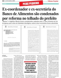 Ex-coordenador e ex-secretária do Banco de Alimentos são condenados por reforma no telhado do prefeito