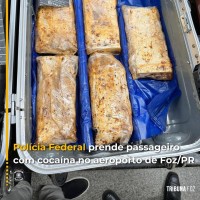 Policia Federal prende passageiro que levava cocaína em fundo falso da mala no Aeroporto de Foz do Iguaçu