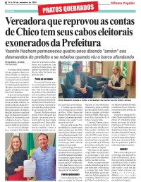 Vereadora que reprovou as contas de Chico tem seus cabos eleitorais exonerados da Prefeitura