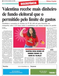 Valentina recebe mais dinheiro de fundo eleitoral que o permitido pelo limite de gastos