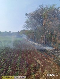 Incêndio ambiental em distrito de Santa Helena é controlado por Bombeiros e Defesa Civil