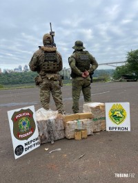 Policia Federal e a Policia Militar apreendem 102 Kg de maconha no rio Paraná em Foz do Iguaçu