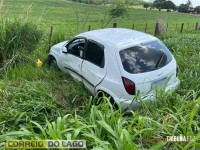 Mulher fica ferida após capotamento em Santa Helena