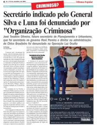 Secretário indicado pelo General Silva e Luna foi denunciado por "Organização Criminosa"