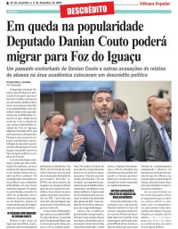 Em queda na popularidade Deputado Danian Couto poderá migrar para Foz do Iguaçu