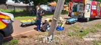 Siate socorre duas vítimas após motociclista colidir contra um poste da área rural de Foz