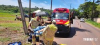 Siate socorre duas vítimas após motociclista colidir contra um poste da área rural de Foz