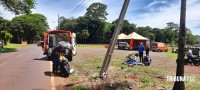 Siate socorre duas vítimas após motociclista colidir contra um poste da área rural de Foz