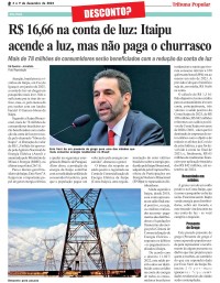 R$ 16,66 na conta de luz: Itaipu acende a luz, mas não paga o churrasco