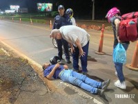 Motociclista é socorrido pelo Siate após queda na Av. das Cataratas