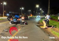 Motociclista fica gravemente ferido após colisão frontal na marginal da BR-277 