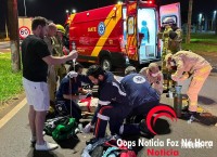 Motociclista fica gravemente ferido após colisão frontal na marginal da BR-277 