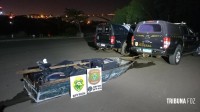 Policia Federal e Policia Militar apreendem embarcação com cigarros contrabandeados no rio Paraná