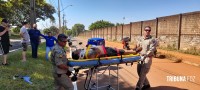 Motociclista fica ferido após desviar de cones e colidir contra um veículo na Av. Javier Koelbel