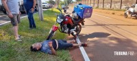 Motociclista fica ferido após desviar de cones e colidir contra um veículo na Av. Javier Koelbel
