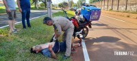 Motociclista fica ferido após desviar de cones e colidir contra um veículo na Av. Javier Koelbel