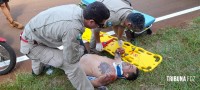 Motociclista fica ferido após desviar de cones e colidir contra um veículo na Av. Javier Koelbel