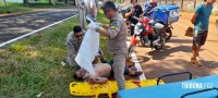 Motociclista fica ferido após desviar de cones e colidir contra um veículo na Av. Javier Koelbel