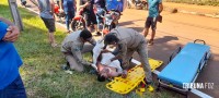 Motociclista fica ferido após desviar de cones e colidir contra um veículo na Av. Javier Koelbel