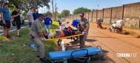 Motociclista fica ferido após desviar de cones e colidir contra um veículo na Av. Javier Koelbel