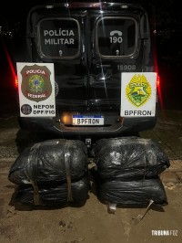 BPFRON e PF apreendem 45,6 Kg de maconha tipo capulho no "Porto do Lixão" em foz do Iguaçu