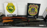 BPFRON e Policia Federal prendem homem com 2 espingardas e 143 munições em Vera Cruz do Oeste