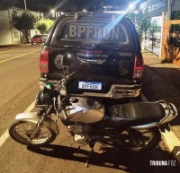 BPFRON recupera motocicleta furtada em Santo Antônio do Sudoeste