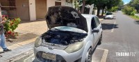 Incêndio a veículo na Av. Safira mobiliza o Corpo de Bombeiros