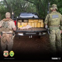 Policia Federal e PM apreendem veículo transportando 741 quilos de maconha em Santa Helena