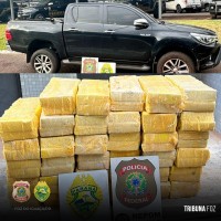 Policia Federal e PM apreendem veículo transportando 741 quilos de maconha em Santa Helena