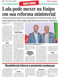 Lula pode mexer na Itaipu em sua reforma ministerial