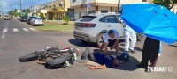 Motociclista fica gravemente ferido após colisão na Av. Felipe Wandscheer