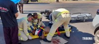 Motociclista fica gravemente ferido após colisão na Av. Felipe Wandscheer