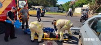 Motociclista fica gravemente ferido após colisão na Av. Felipe Wandscheer