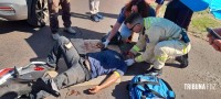 Motociclista fica gravemente ferido após colisão na Av. Felipe Wandscheer