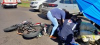 Motociclista fica gravemente ferido após colisão na Av. Felipe Wandscheer