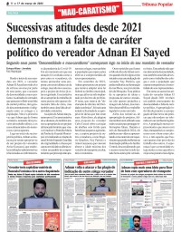 Sucessivas atitudes desde 2021 demonstram a falta de caráter político do vereador Adnan El Sayed