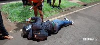 Motociclista é socorrido pelo Siate após colisão na Av. Javier Koelbel
