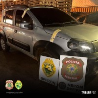 Policia Federal e PM apreendem veículo com mercadorias na barranca do rio Paraná, no Bairro Porto Meira